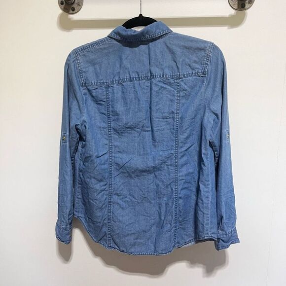 Michael Denim Chambray Zip Front Top Women’s PM - Picture 13 of 16